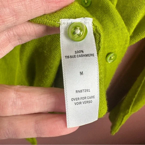 Johnny Was 100% tissue cashmere cardigan in apple green size medium - Picture 5 of 7